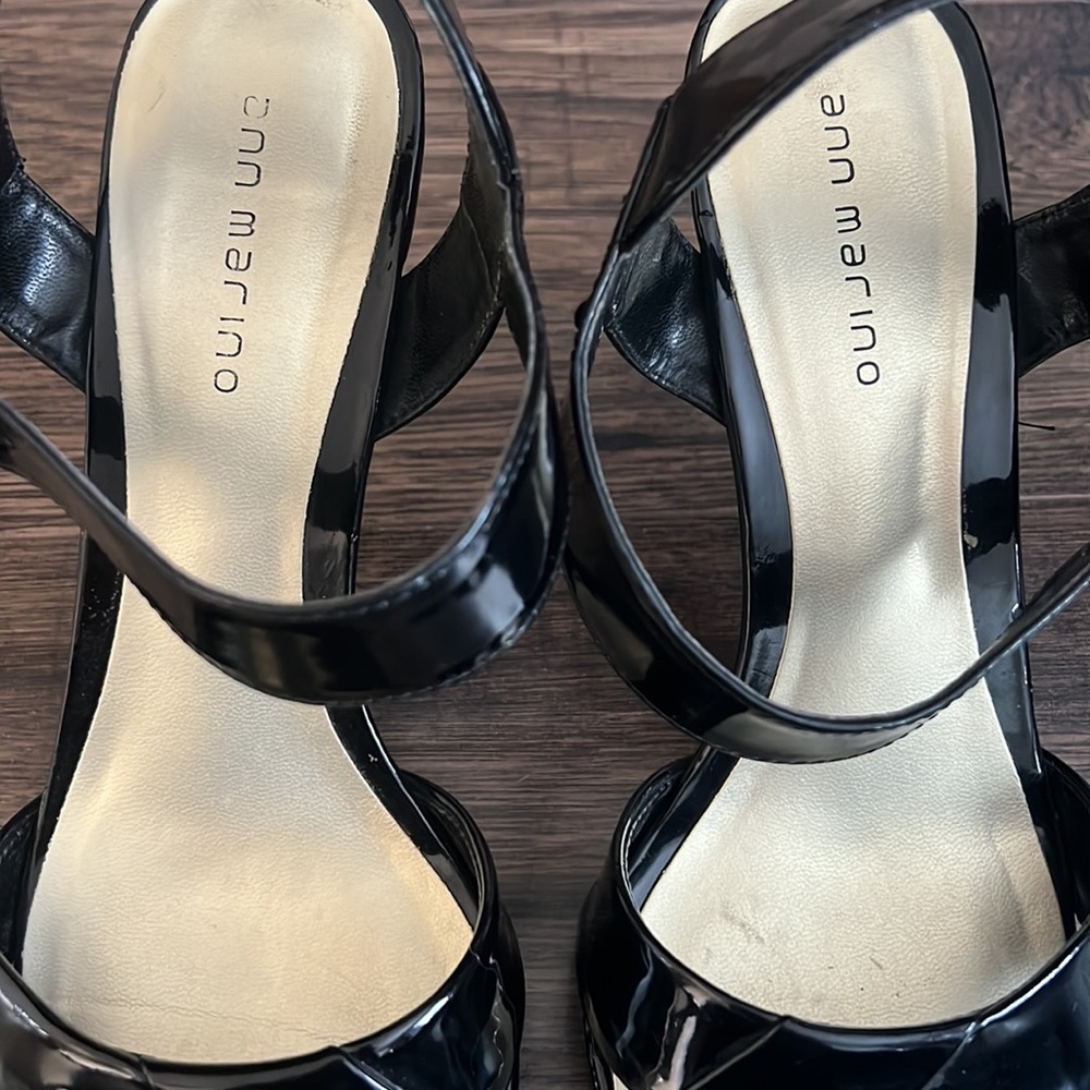 Ann Marino Black Patent Ankle Strap Heels Size 10M 3.5” Heel - Picture 8 of 8